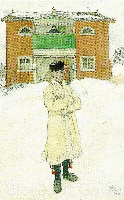 Carl Larsson daniels mats framfor sitt hus- daniels mats i bingsjo Norge oil painting art